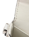 Pre-Loved Baguette Crossbody Bag Monogram Canvas Nano with Silver Hardware, White and Black