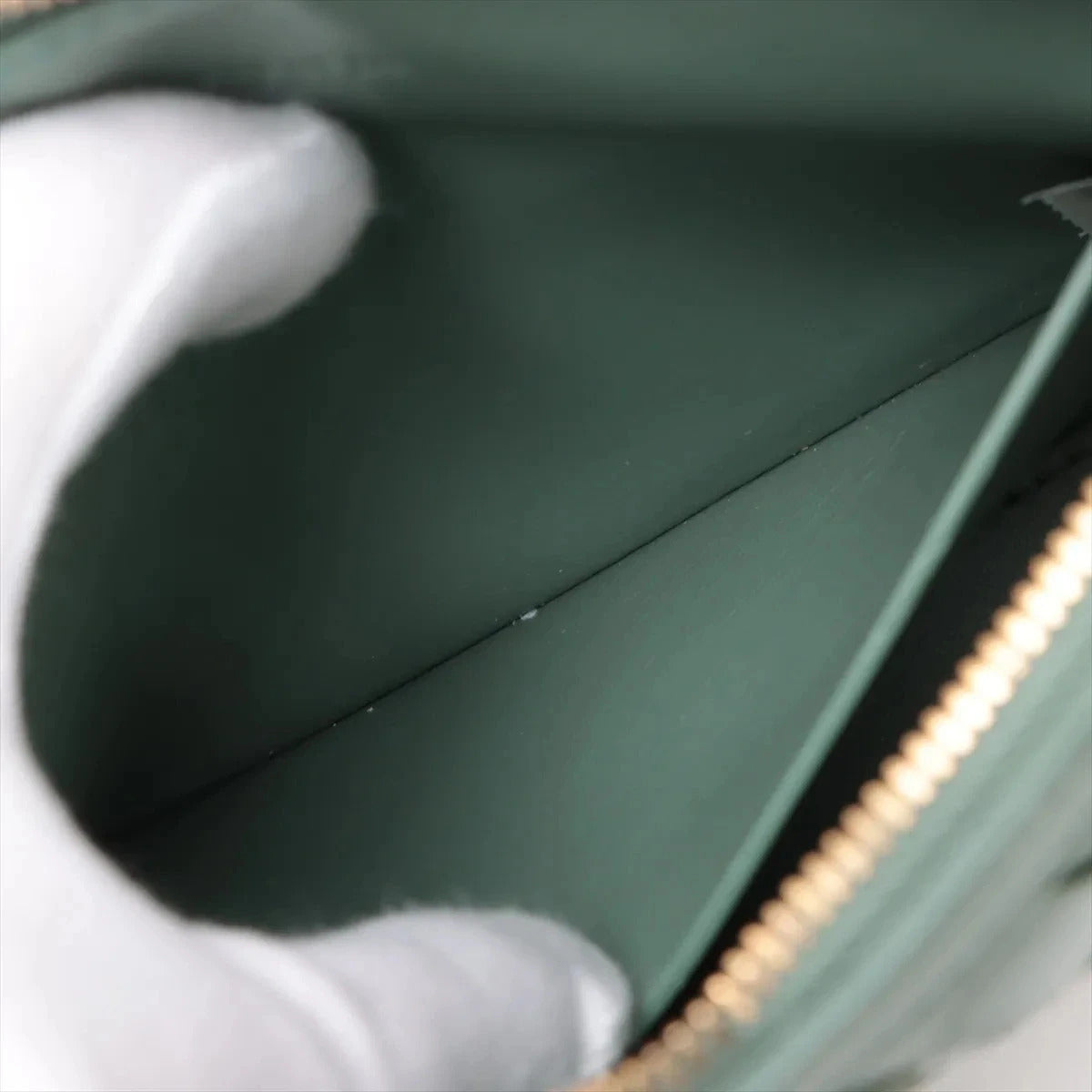 Pre-Loved Sunrise Shoulder Bag Intrecciato Leather Small with Gold Hardware, Sage Green