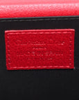 Pre-Loved Lady Dior Vanity Handbag Cannage Leather Mini with Silver Hardware, Red