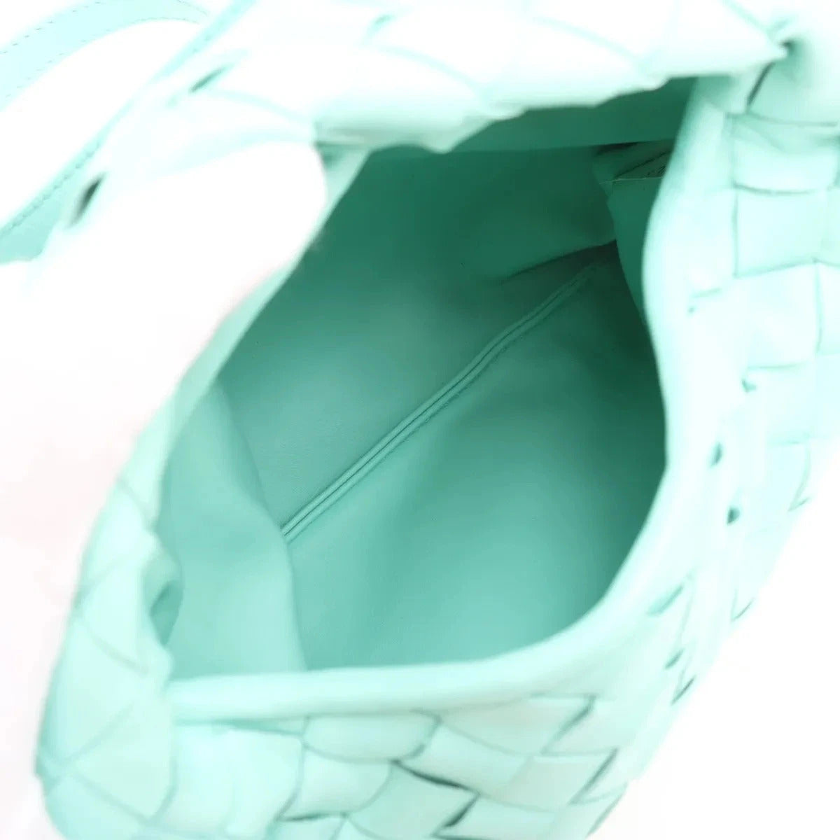 Pre-Loved Hop Handbag Intrecciato Leather Mini with Gold Hardware, Aqua Green