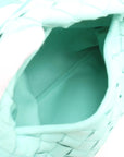Pre-Loved Hop Handbag Intrecciato Leather Mini with Gold Hardware, Aqua Green