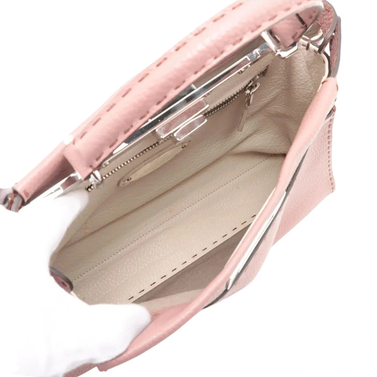Pre-Loved Peekaboo Handbag Leather with Silver Hardware, Pink