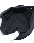 Pre-Loved Wheel Drawstring Bucket Bag Nylon XS with Silver Hardware, Black