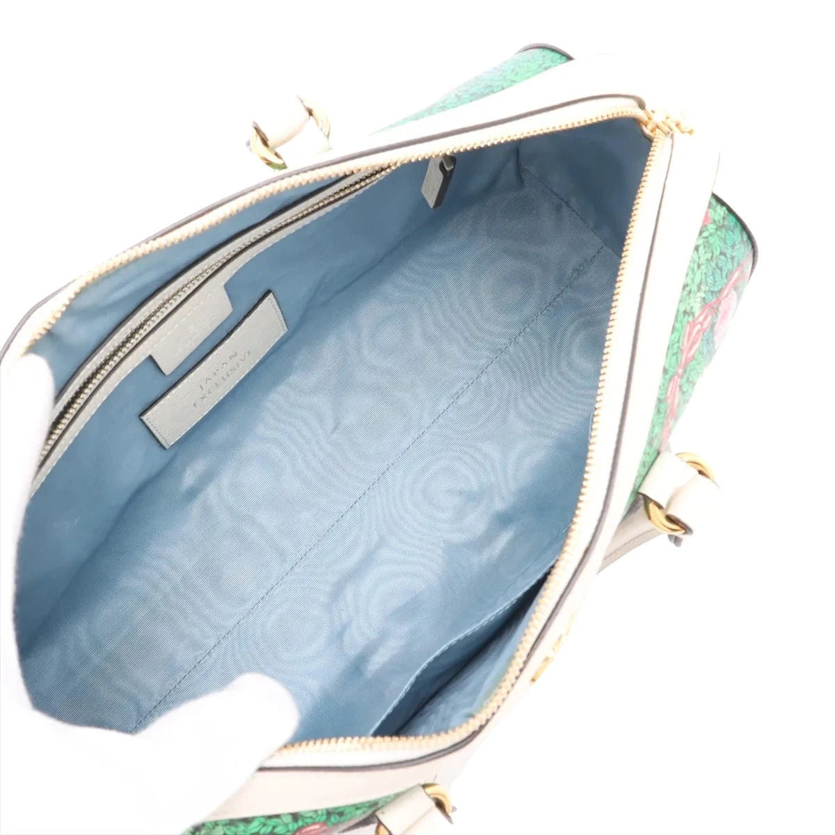 Pre-Loved Ophidia Handbag Floral Print Coated Canvas Small with Gold Hardware, White/Green/Pink