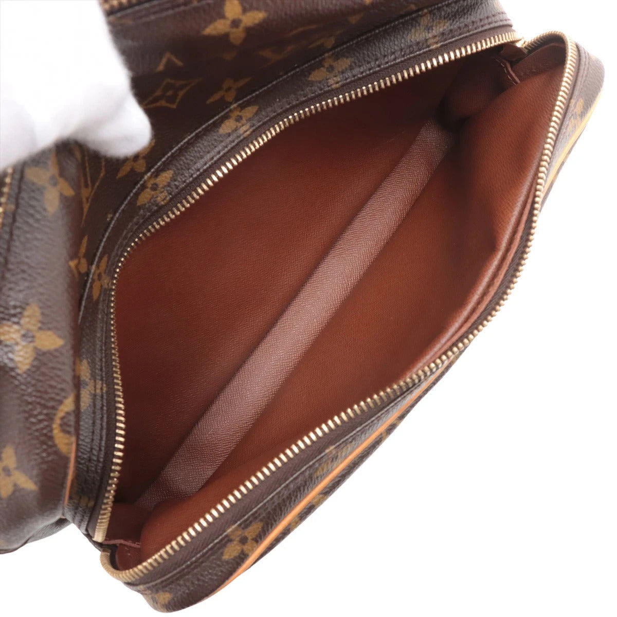Pre-Loved Nil Crossbody Bag Monogram Coated Canvas with Gold Hardware, Brown