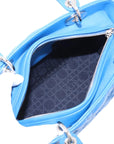 Pre-Loved Lady Dior Handbag Quilted Leather Medium with Silver Hardware, Blue