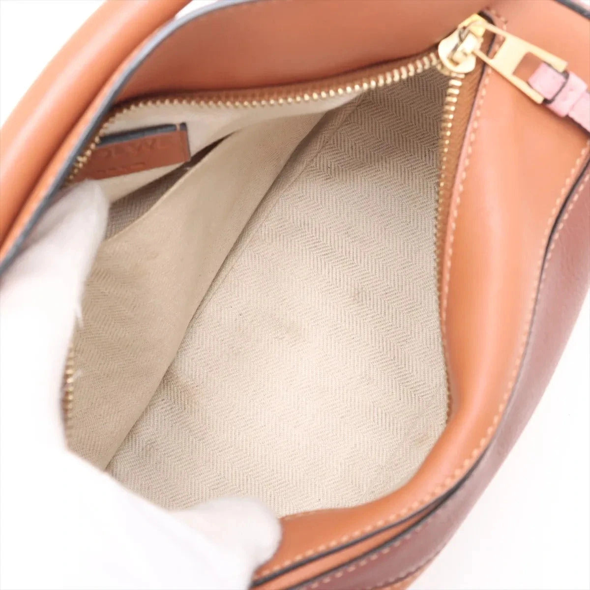 Pre-Loved Puzzle Handbag Colorblock Leather Small with Gold Hardware, Tan, Brown, and Pink