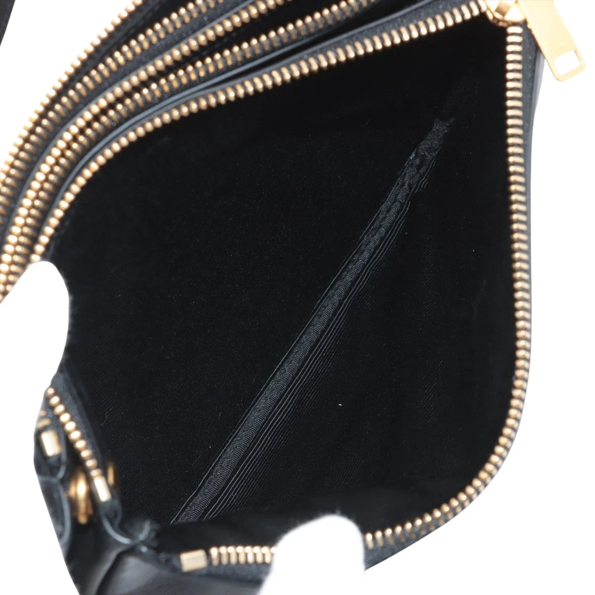 Pre-Loved Trio Crossbody Bag Leather Small with Gold Hardware, Black