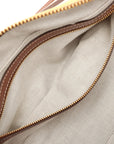 Pre-Loved Bowling Bag Handbag Striped Canvas Small with Gold Hardware, Beige Multicolor