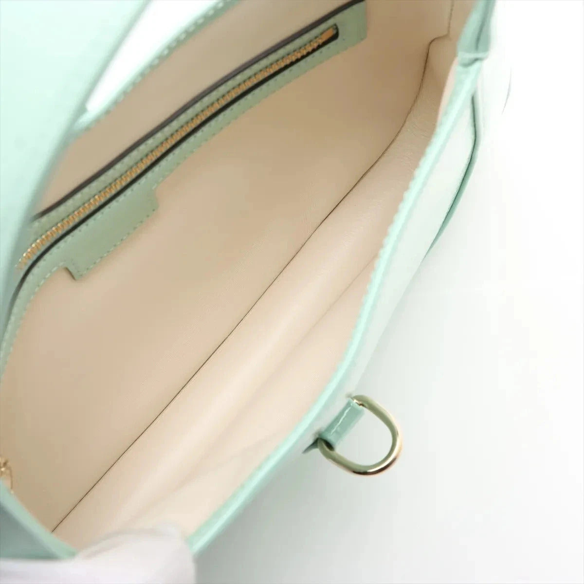 Pre-Loved Jackie Shoulder Bag Leather Small with Gold Hardware, Mint Green
