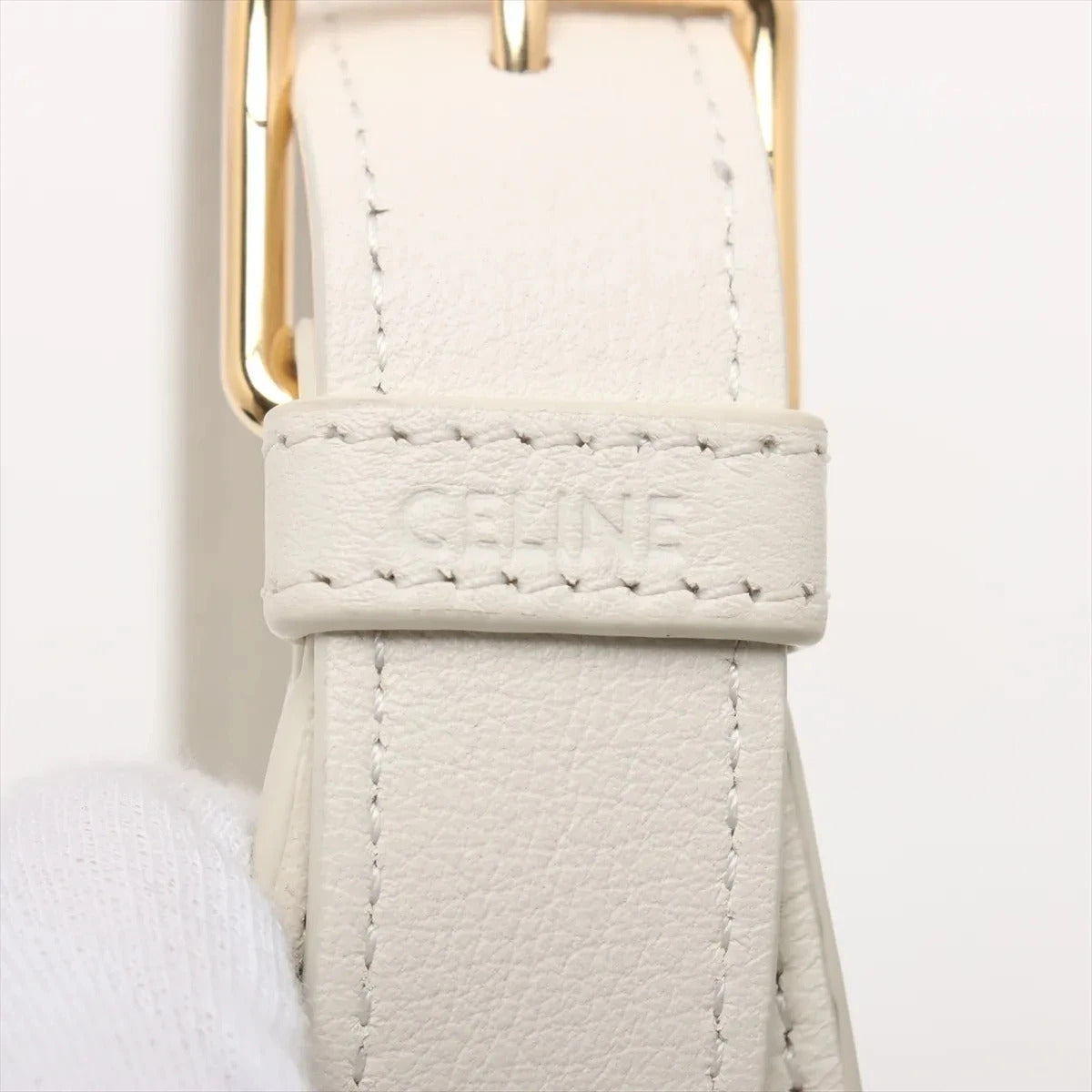 Pre-Loved Heritage Triomphe Hobo Shoulder Bag Leather with Gold Hardware, Cream