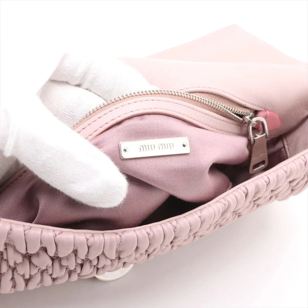 Pre-Loved Matelassé Crystal Shoulder Bag Quilted Leather Small with Silver Hardware, Pink