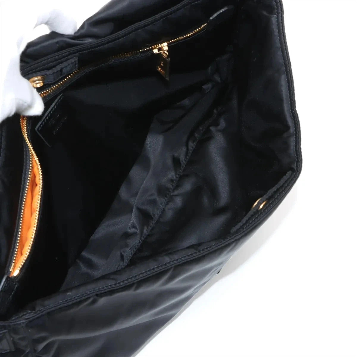 Pre-Loved Mamma Baguette (Fendi x Porter) Shoulder Bag Nylon Large with Gold Hardware, Black