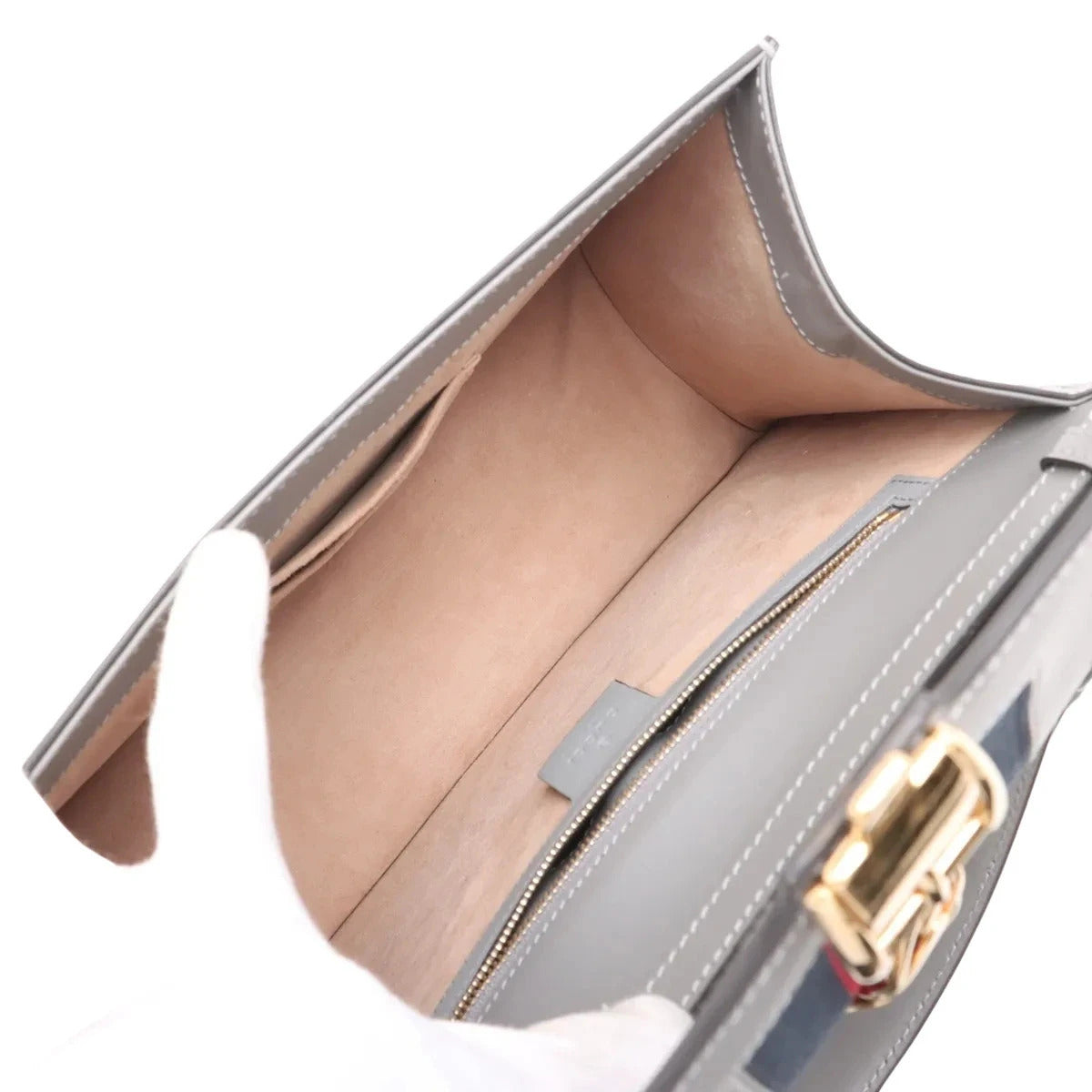 Pre-Loved Sylvie Handbag Floral Leather Medium with Gold Hardware, Gray