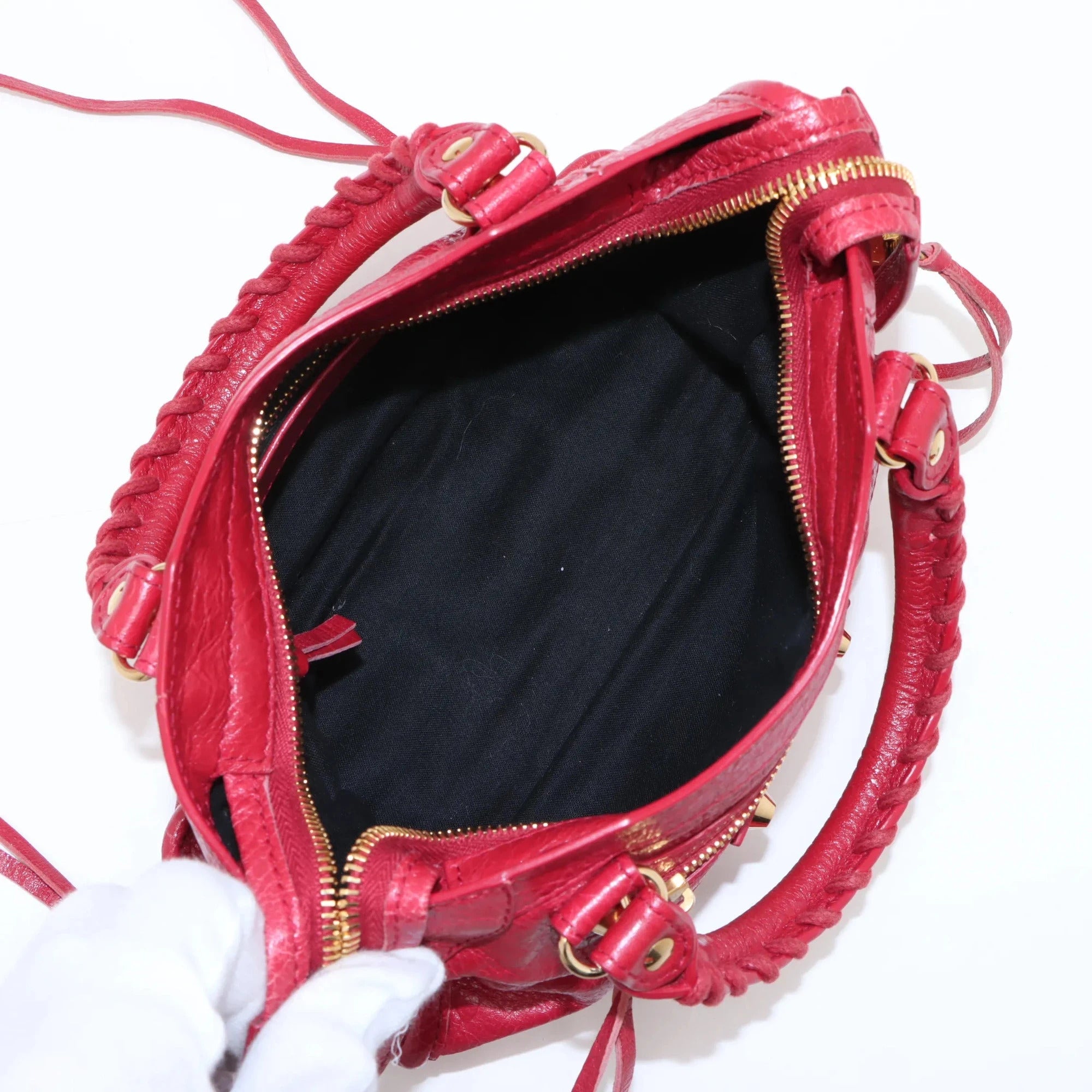 Pre-Loved Classic City Handbag Leather Mini with Gold Hardware, Pink