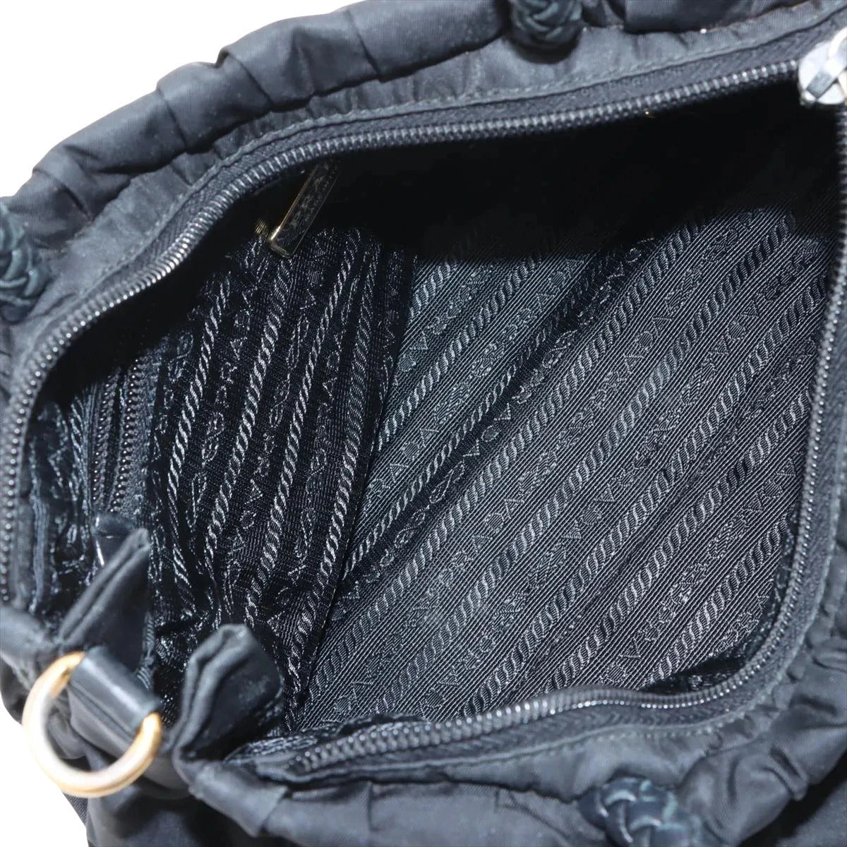 Pre-Loved Gaufre Tote Handbag Nylon with Gold Hardware, Black