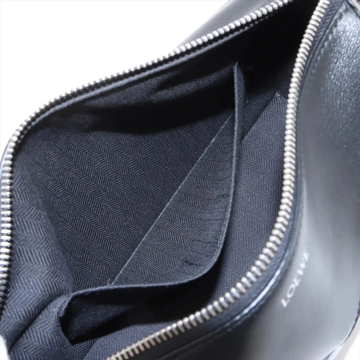 Pre-Loved Puzzle Fold Pouch Pochette Leather with Silver Hardware, Black