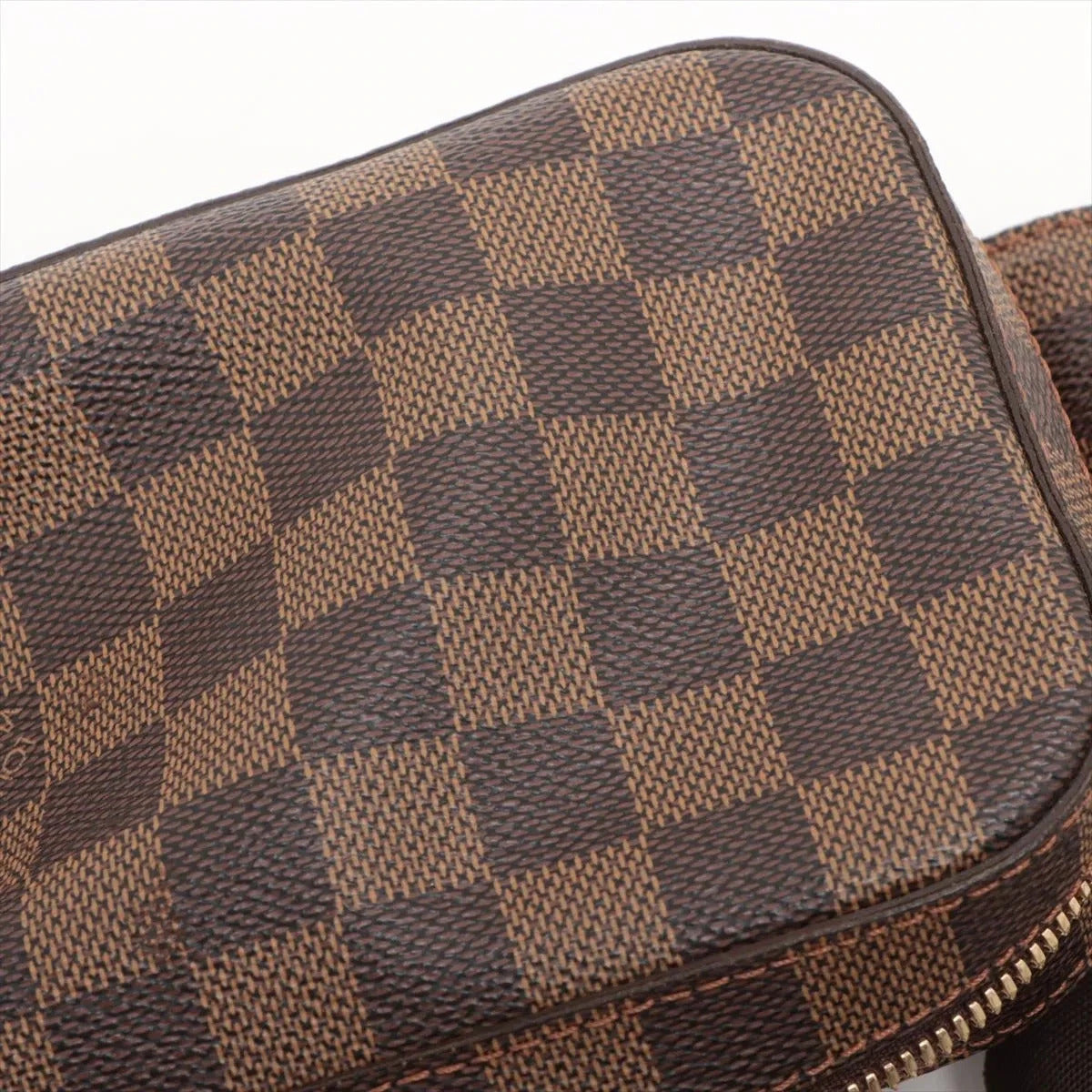 Pre-Loved Geronimos Crossbody Bag Damier Coated Canvas with Gold Hardware, Brown