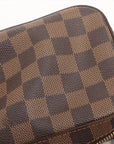 Pre-Loved Geronimos Crossbody Bag Damier Coated Canvas with Gold Hardware, Brown