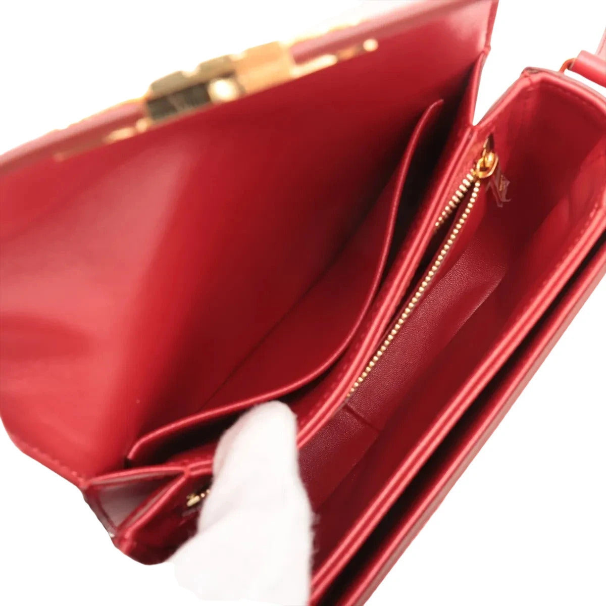 Pre-Loved Triomphe Shoulder Bag Leather Teen with Gold Hardware, Red