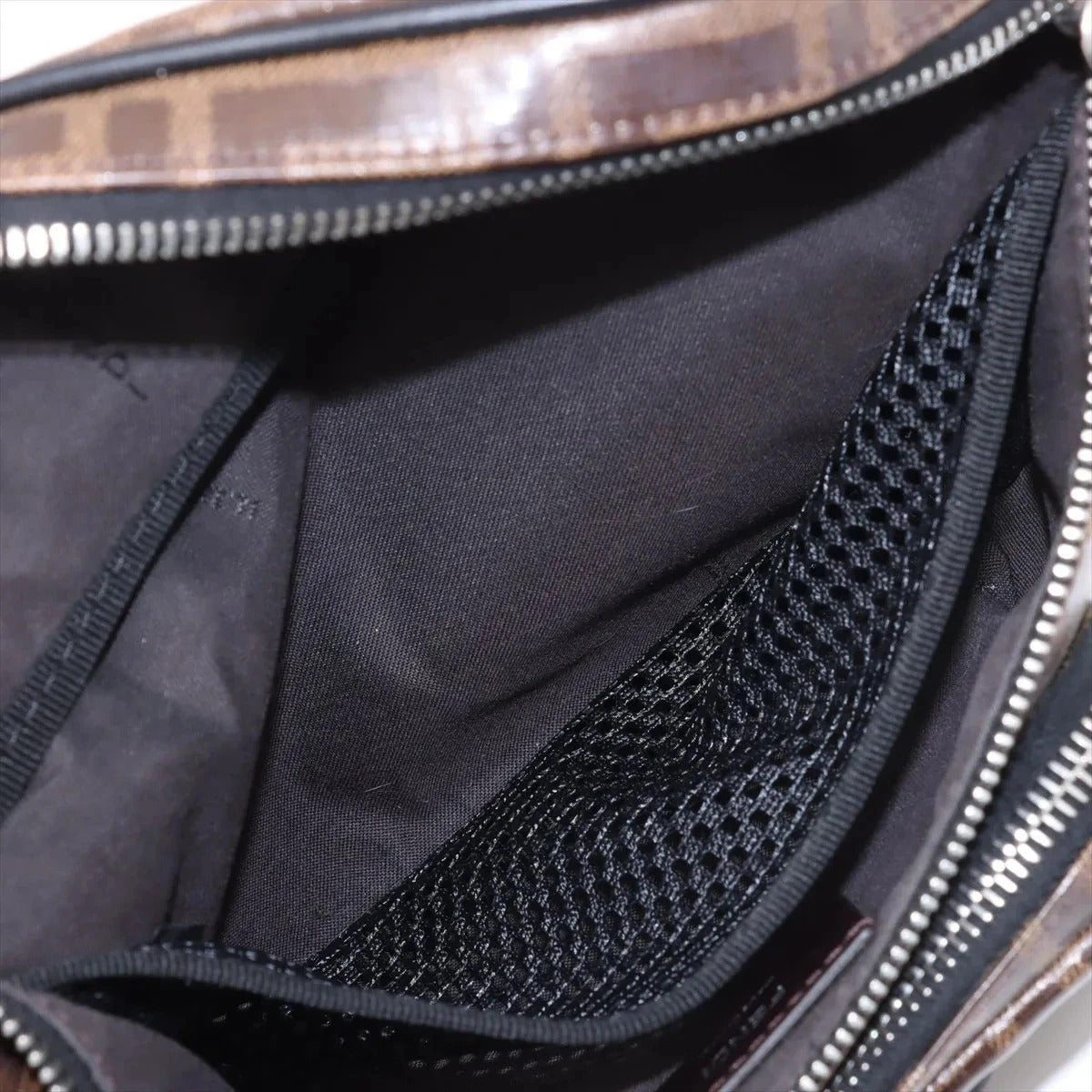 Pre-Loved FF Logo Belt Bag Belt Bag Coated Canvas with Silver Hardware, Brown