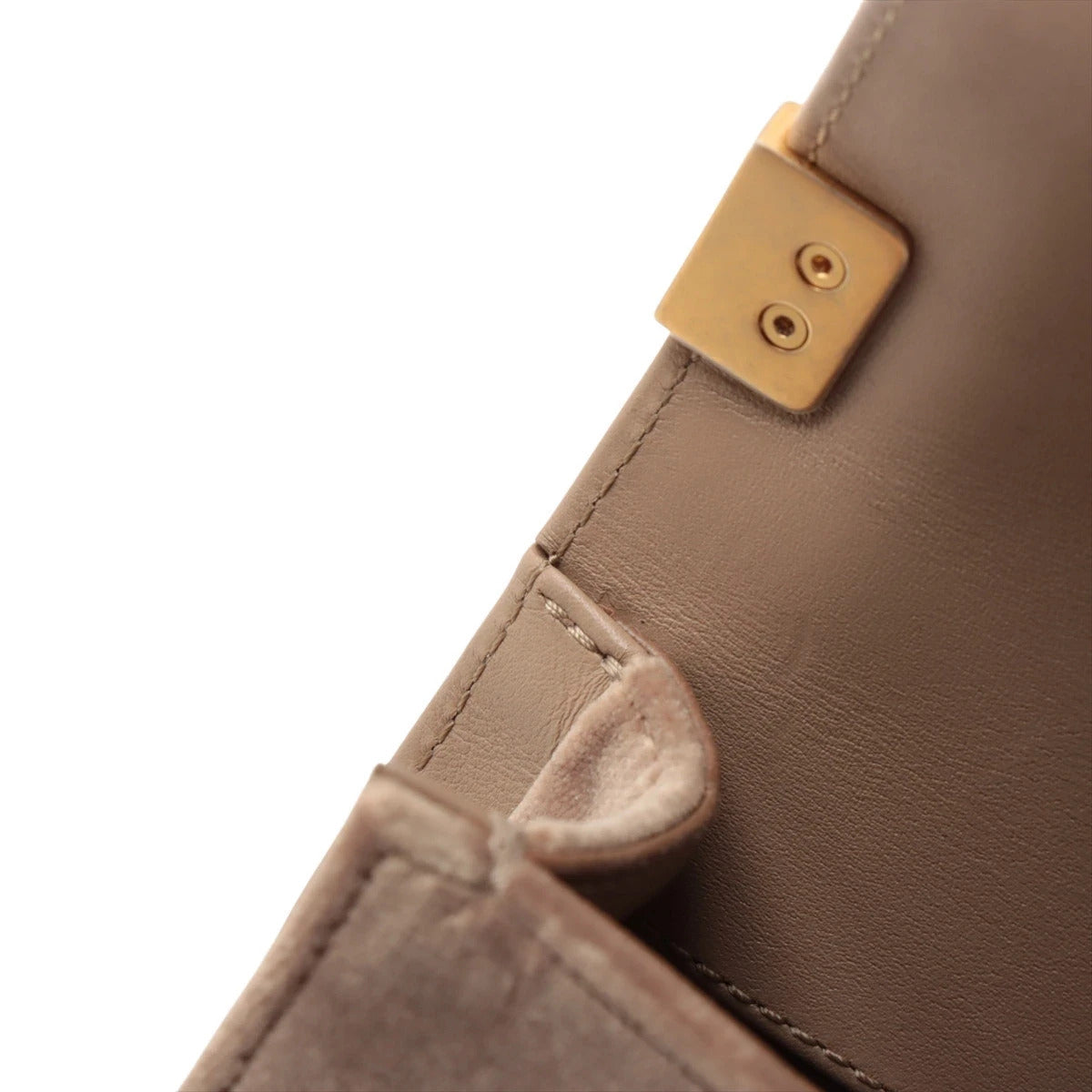 Pre-Loved Boy Round Crossbody Bag Quilted Velvet Small with Aged Gold Hardware, Taupe