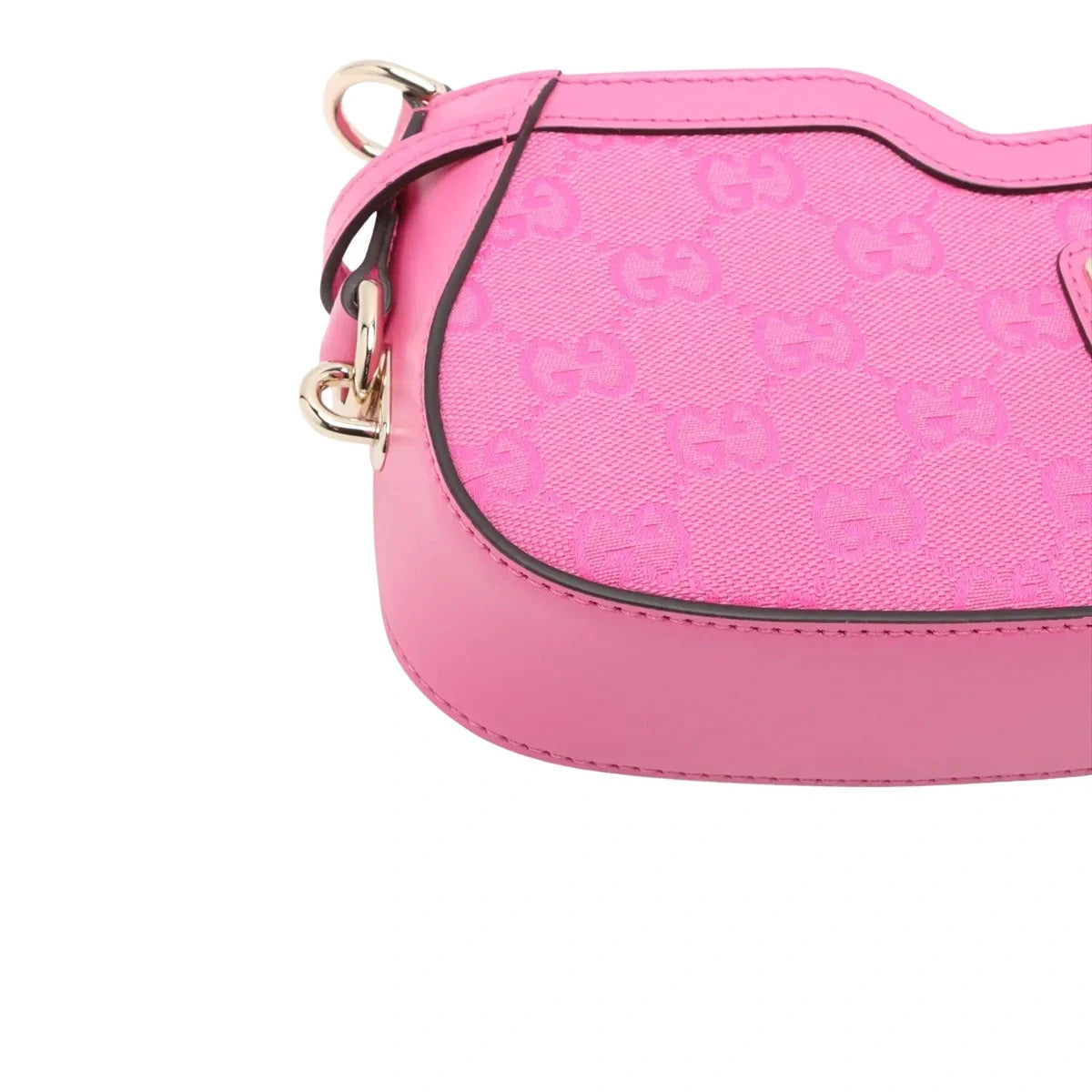 Pre-Loved Moon Side GG Mini Shoulder Bag Monogram Coated Canvas Mini with Gold Hardware, Pink