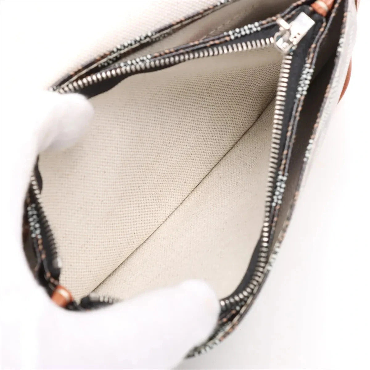 Pre-Loved Plumet Crossbody Bag Goyardine Chevron Coated Canvas with Silver Hardware, Black and Tan