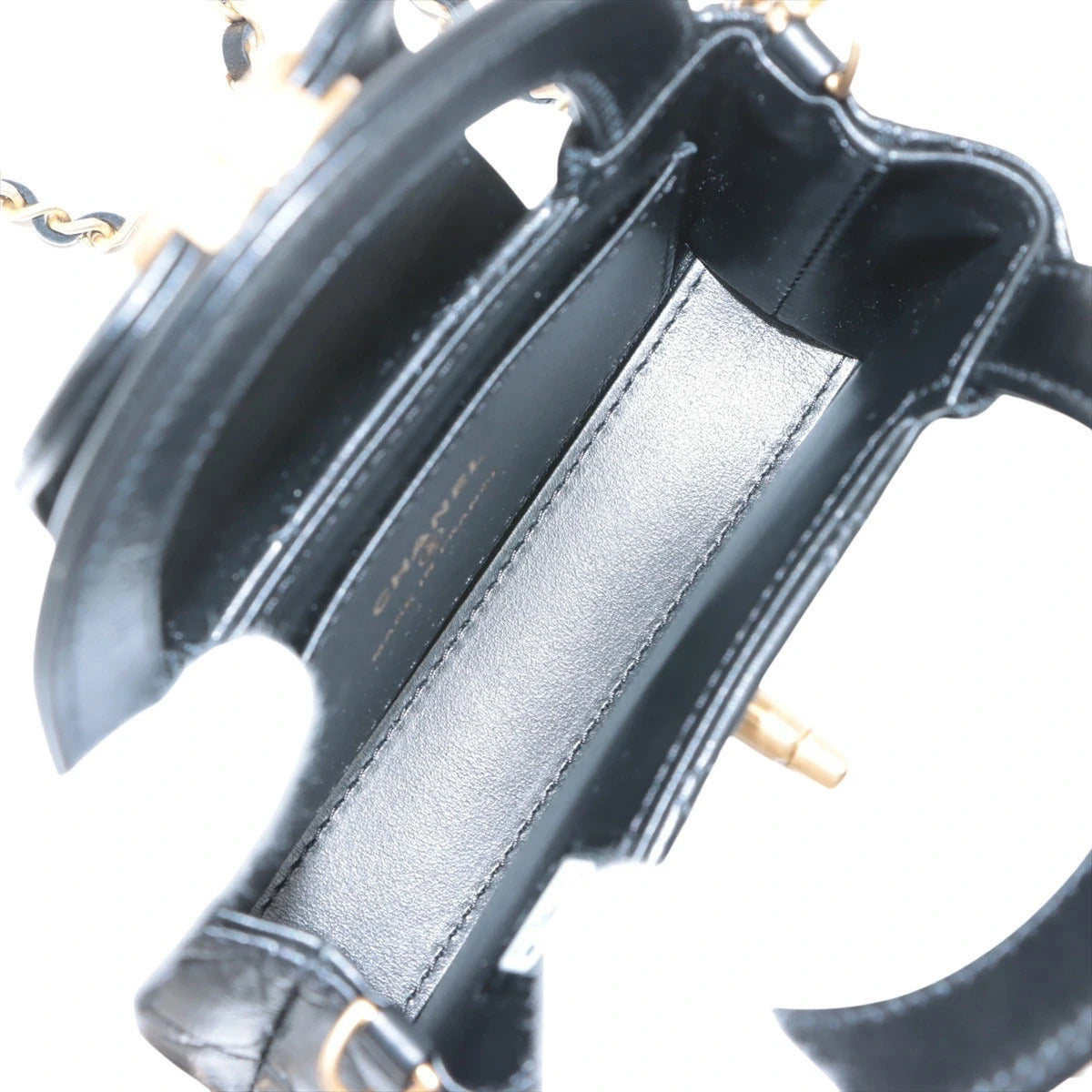 Pre-Loved Kelly Shopping Bag Handbag Quilted Leather Nano with Aged Gold Hardware, Black