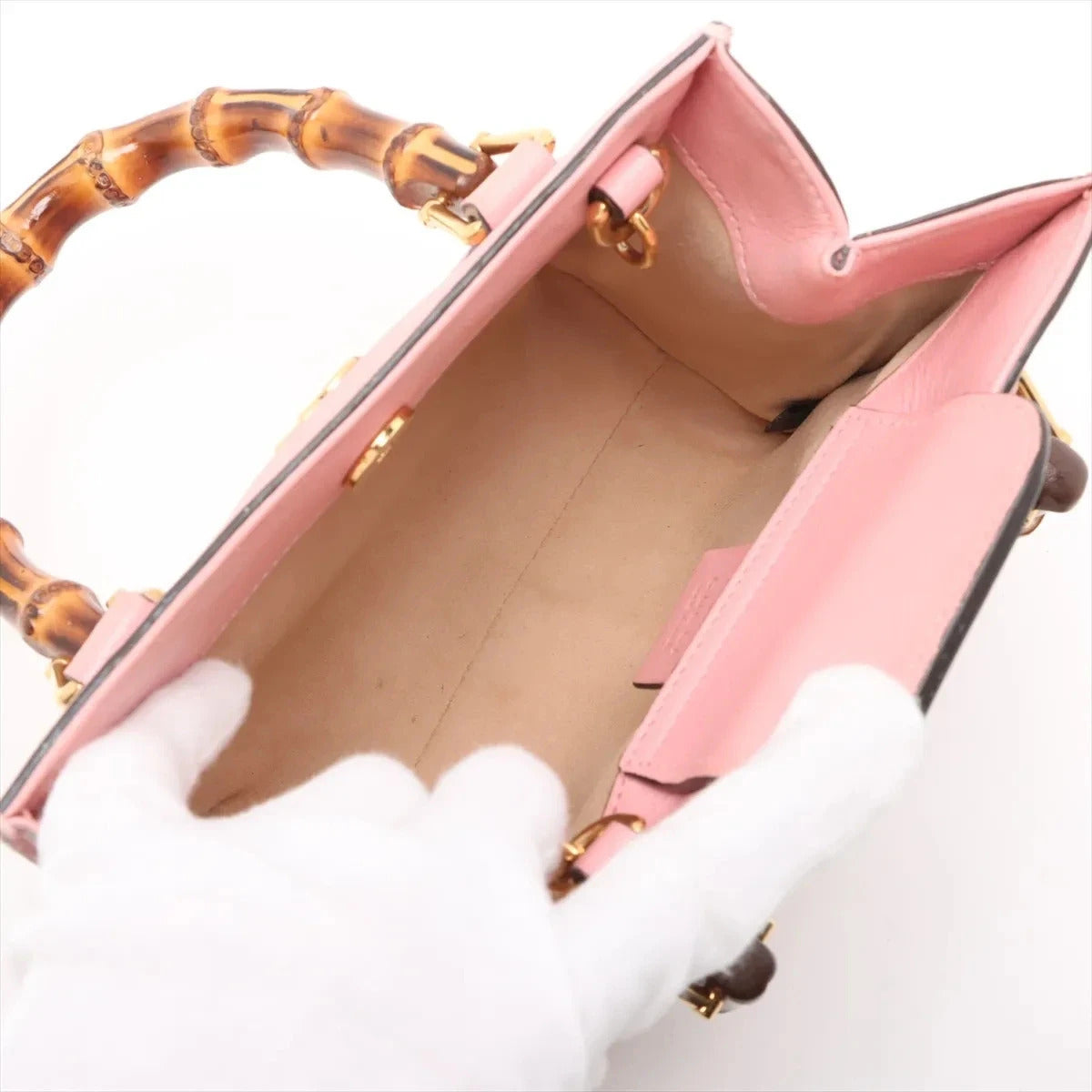 Pre-Loved Diana Bamboo Tote Leather Mini with Gold Hardware, Pink