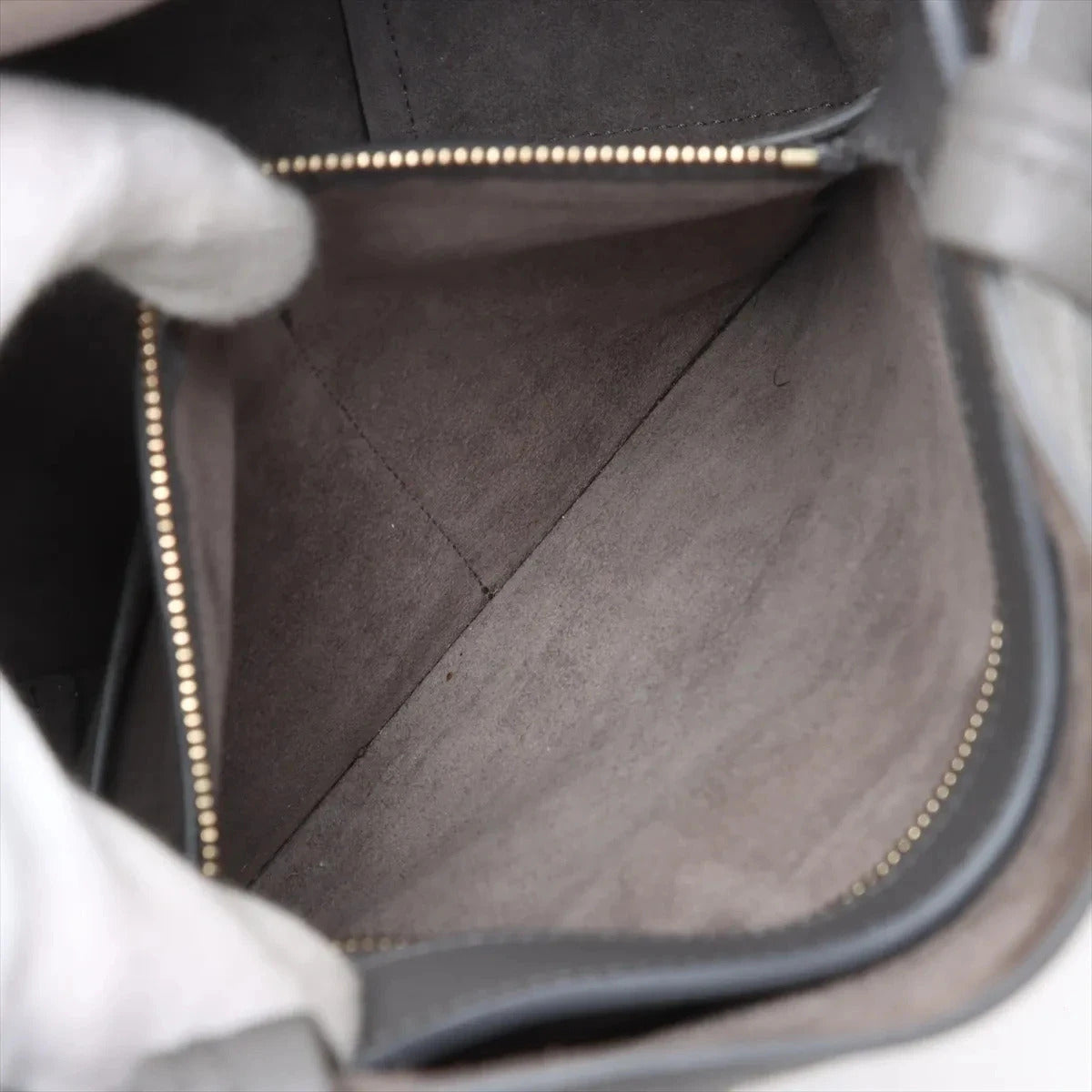 Pre-Loved Cabas Phantom Tote Leather Small with Gold Hardware, Gray