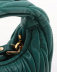 Pre-Loved Wander Matelassé Hobo Handbag Quilted Leather Micro with Gold Hardware, Green