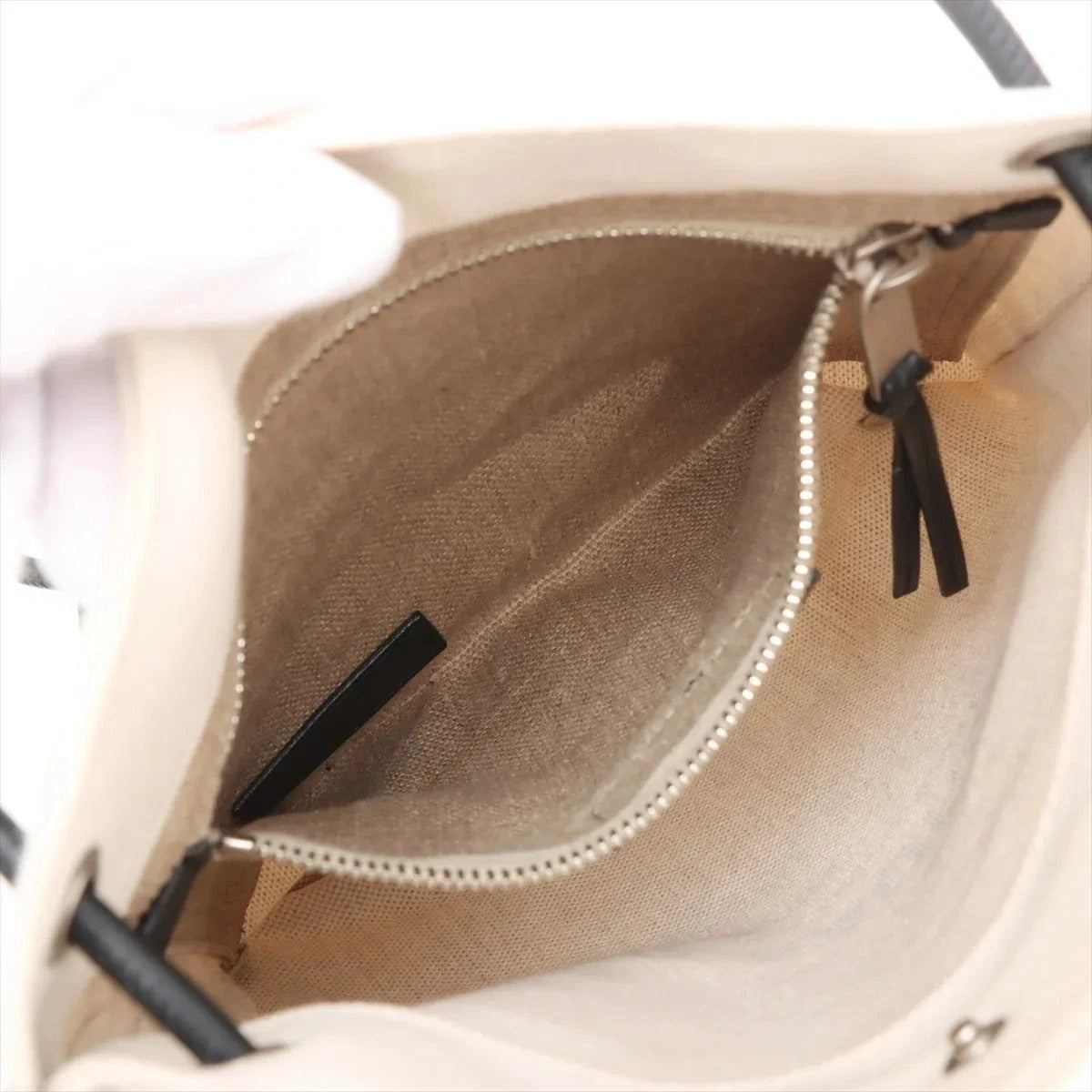 Pre-Loved Université Flat Crossbody Pouch Crossbody Bag Plain Canvas with Silver Hardware, Beige