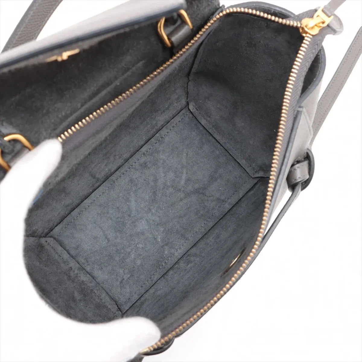 Pre-Loved Belt Bag Handbag Leather Micro with Gold Hardware, Grey