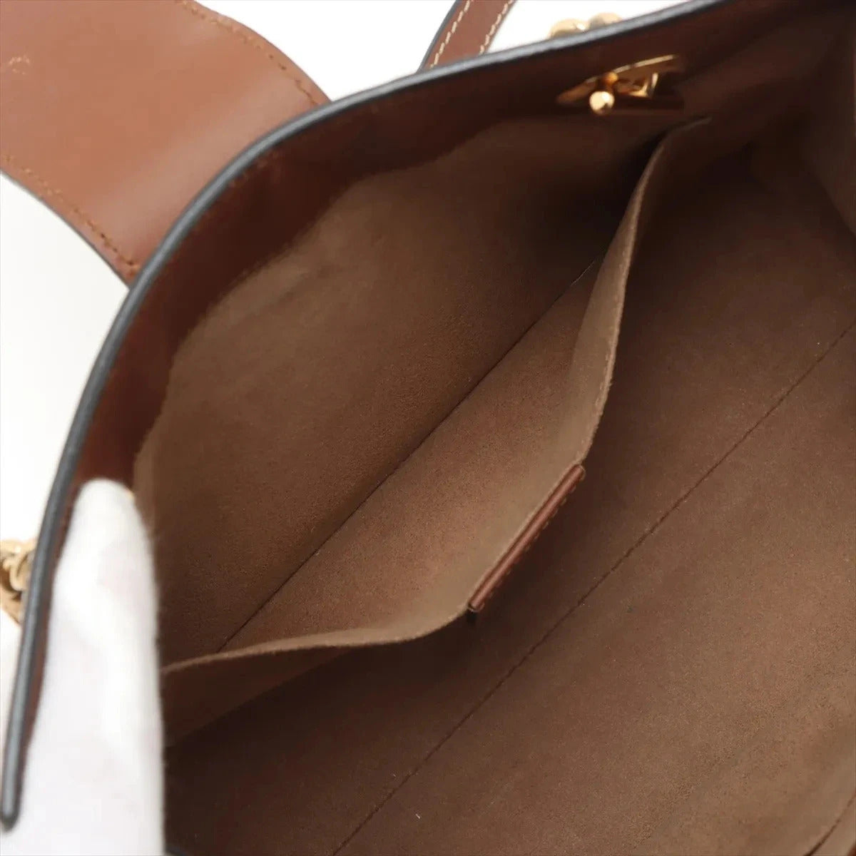 Pre-Loved Padlock Tote Monogram Coated Canvas Small with Gold Hardware, Beige Ebony