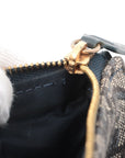 Pre-Loved Saddle Pochette Shoulder Bag Oblique Coated Canvas Mini with Gold Hardware, Navy Blue