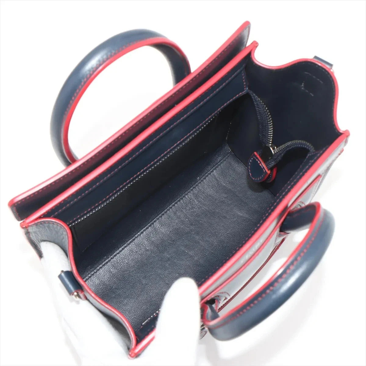 Pre-Loved Luggage Nano Handbag Leather Nano with Silver Hardware, Navy