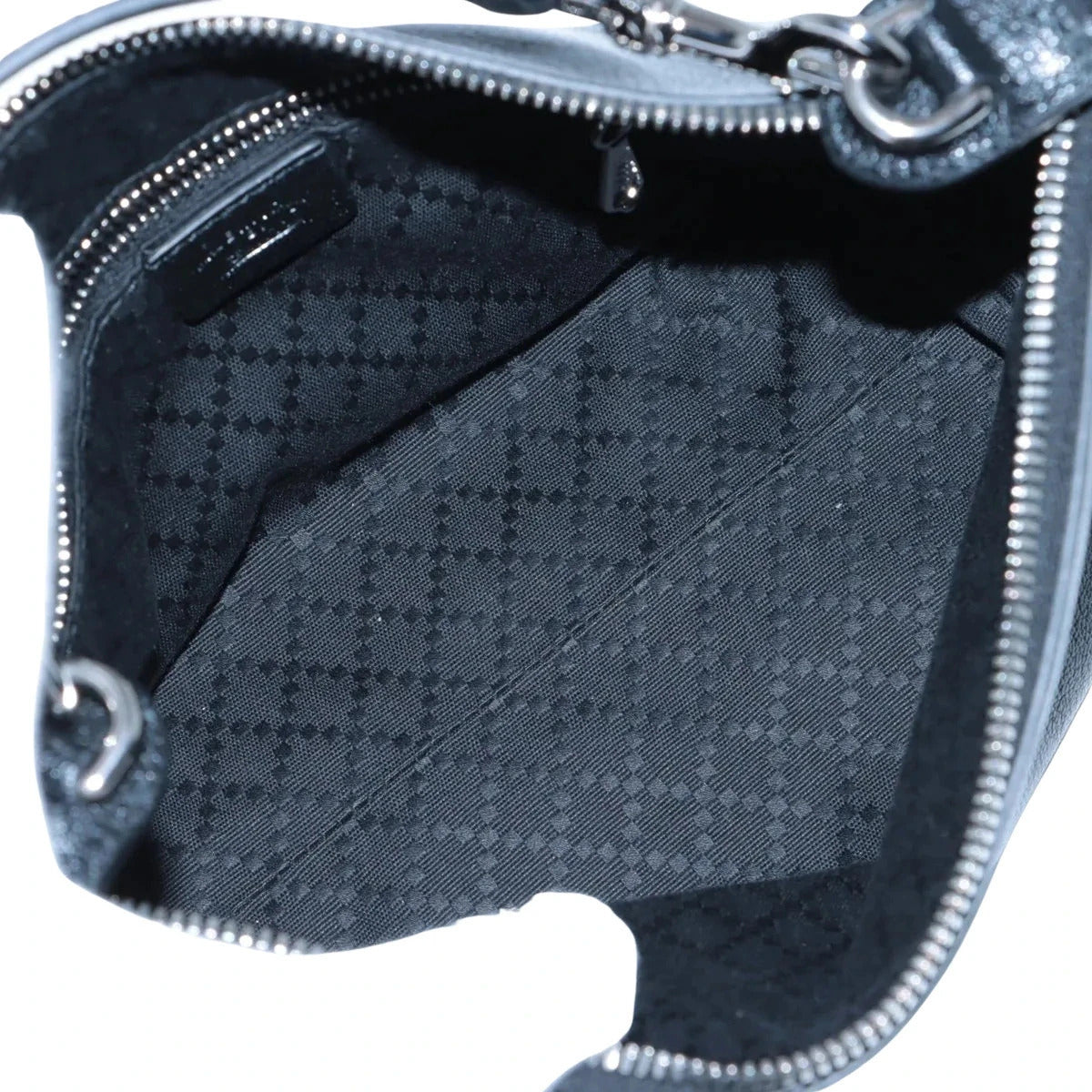 Pre-Loved Shoulder Bag Black Leather with Silver Hardware, Black