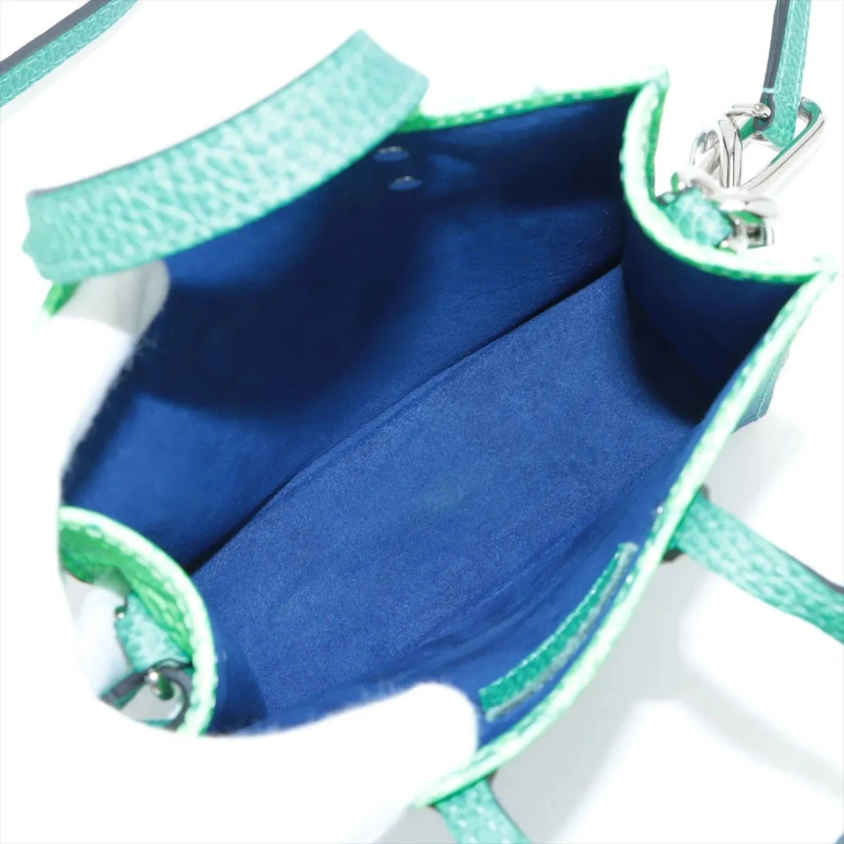 Pre-Loved Sac Plat Tote Monogram Leather XS with Silver Hardware, Green Blue Gradient