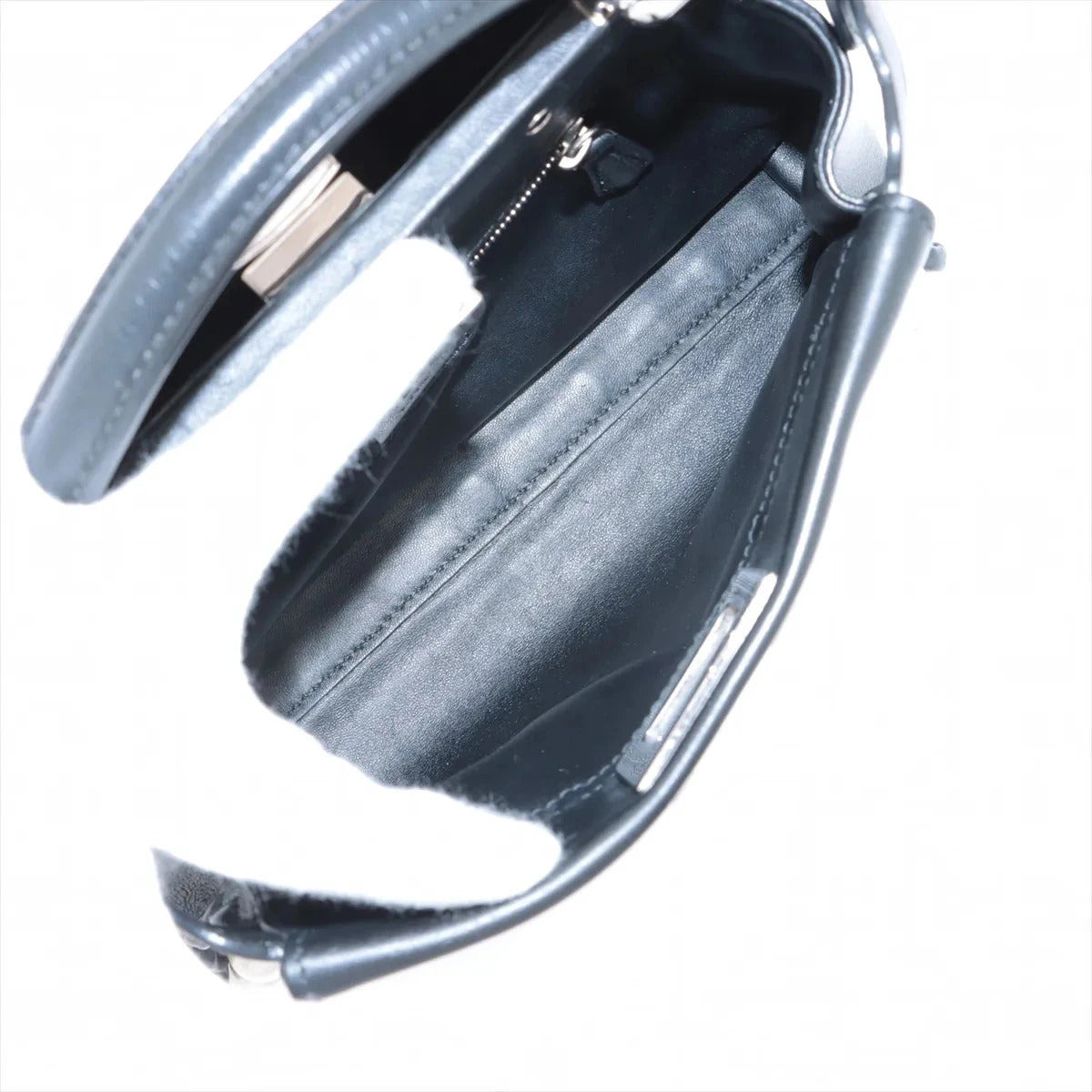 Pre-Loved Peekaboo Handbag Leather Mini with Silver Hardware, Black