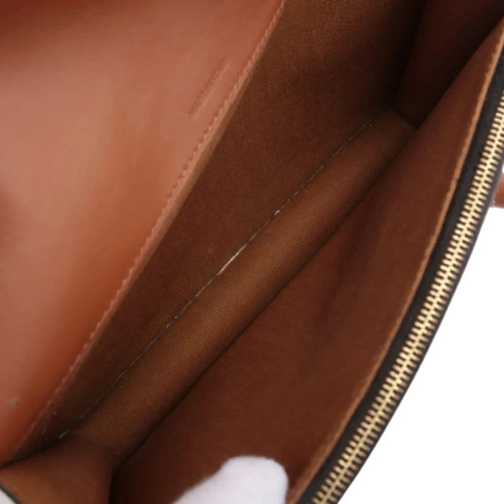 Pre-Loved Triomphe Wallet on Strap Crossbody Bag Triomphe Coated Canvas with Gold Hardware, Brown