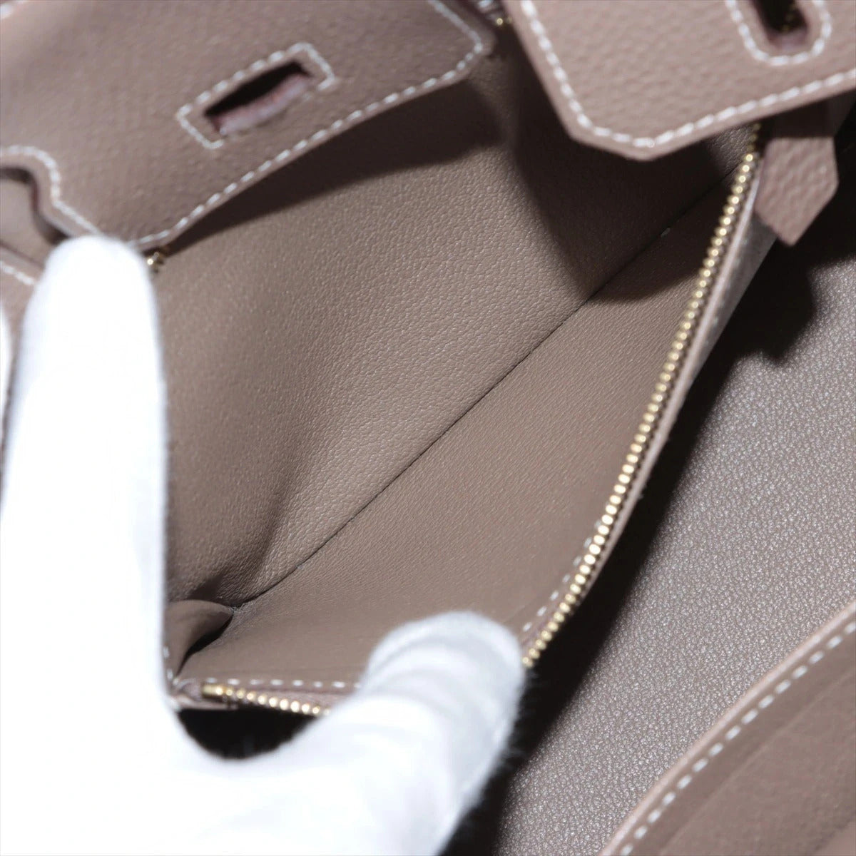 Pre-Loved Birkin Handbag Leather 25 with Gold Hardware, Etoupe