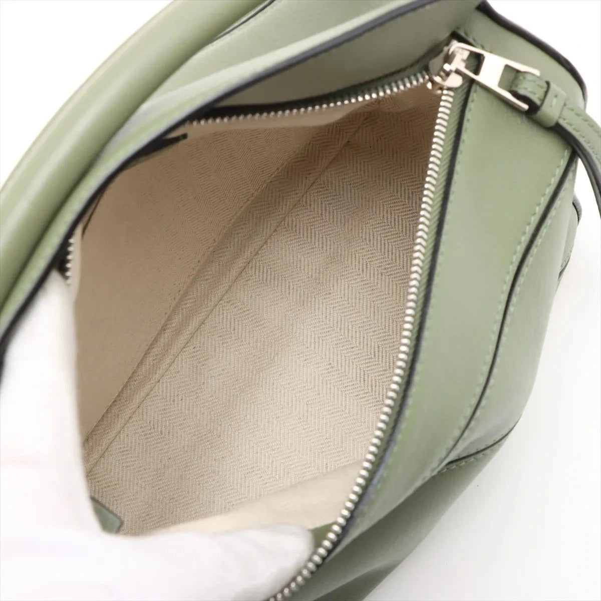 Pre-Loved Puzzle Handbag Leather Small with Silver Hardware, Green