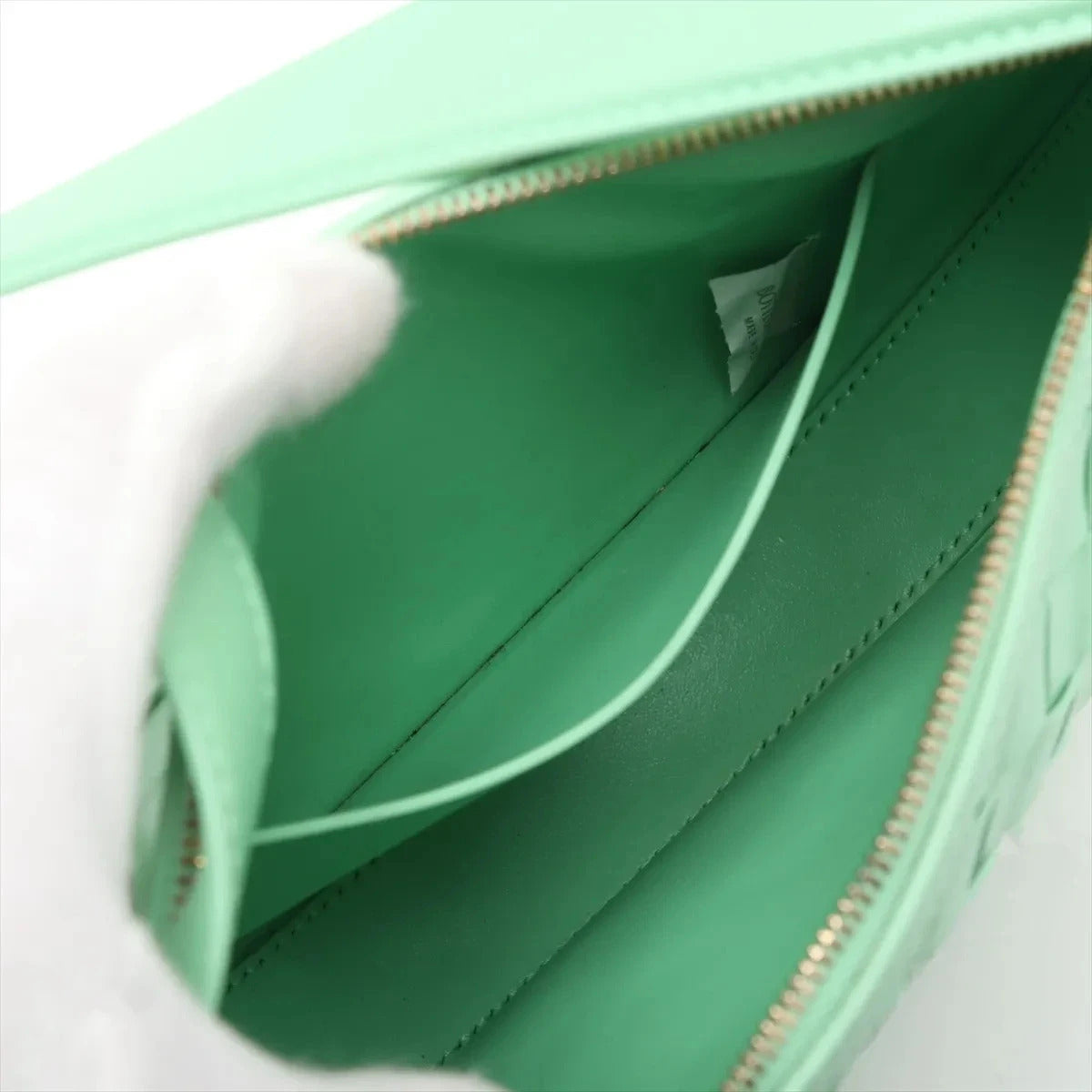 Pre-Loved Sunrise Shoulder Bag Intrecciato Leather Small with Gold Hardware, Mint Green