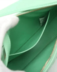 Pre-Loved Sunrise Shoulder Bag Intrecciato Leather Small with Gold Hardware, Mint Green