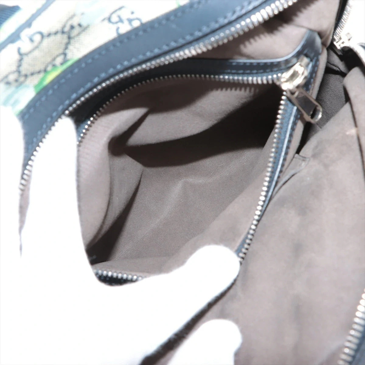 Pre-Loved GG Supreme Blooms Backpack Monogram Coated Canvas Small with Silver Hardware, Beige Blue Floral