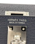 Pre-Loved Kelly Handbag Leather Mini II with Palladium Hardware, Navy Blue