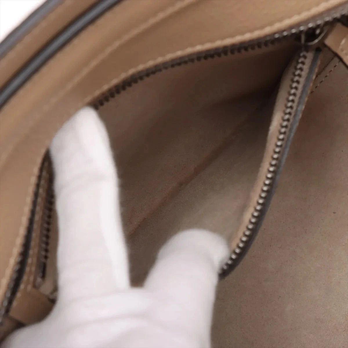 Pre-Loved Luggage Tote Leather Micro with Silver Hardware, Beige