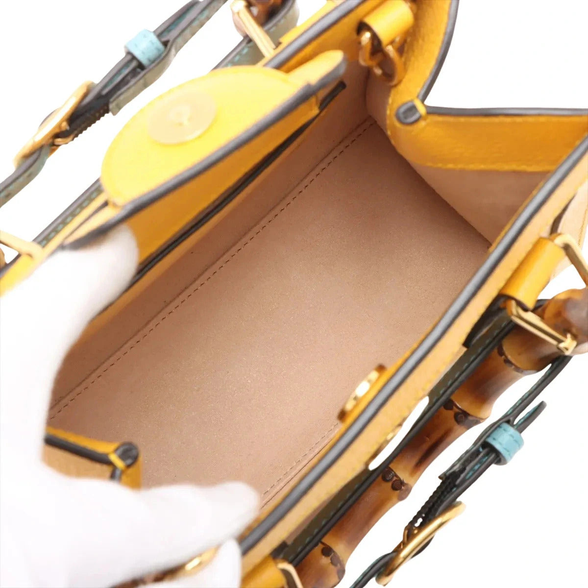 Pre-Loved Diana Bamboo Tote Leather Mini with Gold Hardware, Yellow