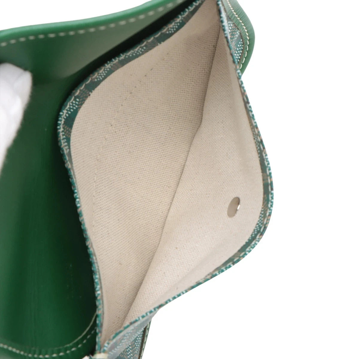Pre-Loved Saint Louis Tote Goyardine Chevron Canvas Coated GM with Silver Hardware, Green